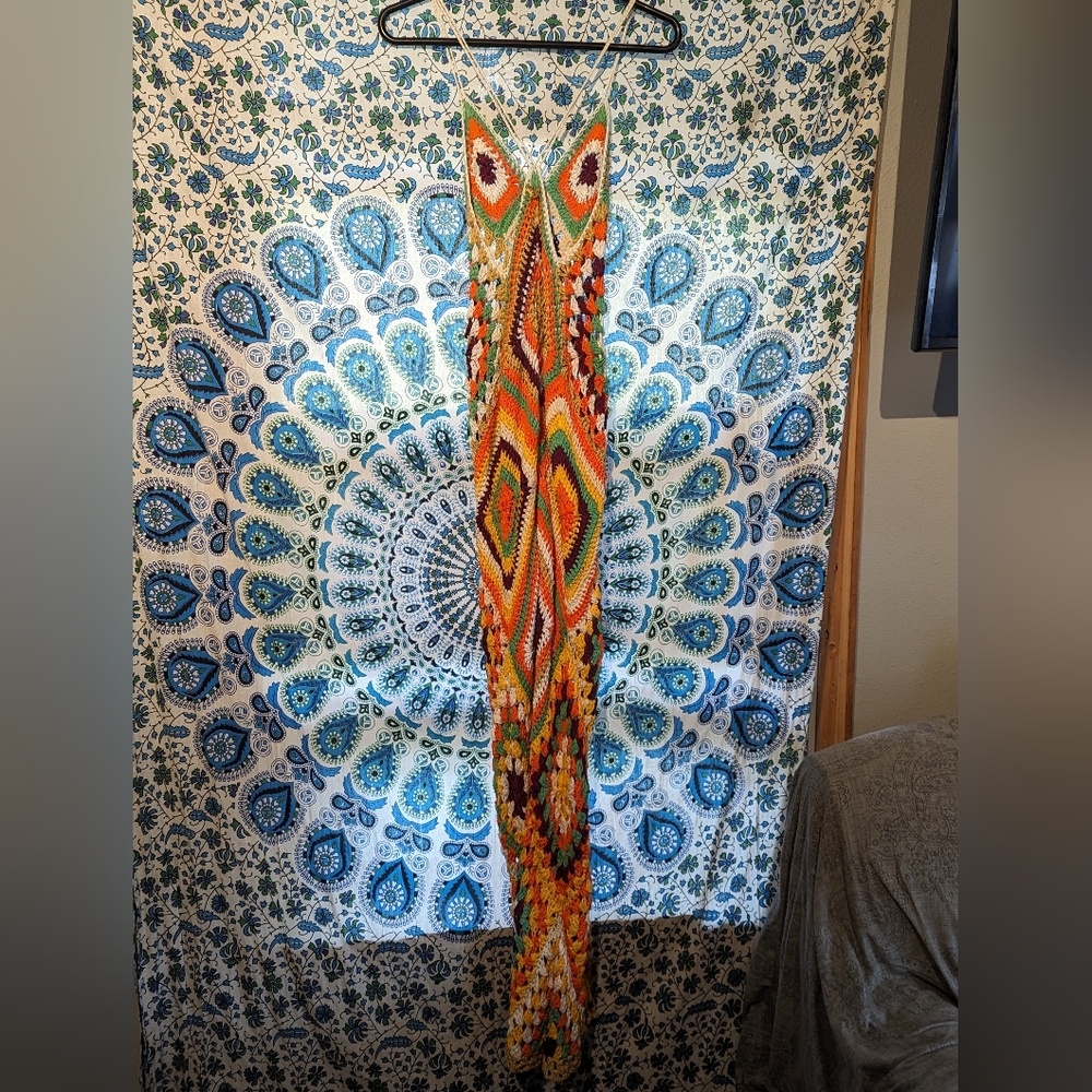 Indah Crotchet 70's Long Length Dress Size S